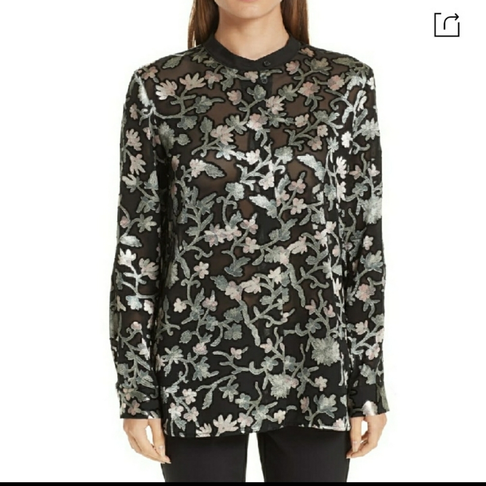 Lafayette 148 New York Decoration Floral Print Top